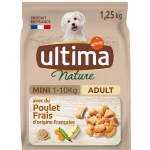 Croquettes pour chien adulte petit <10kg digestion facile poulet ultima - le sac de 1, 25kg