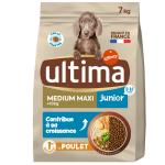 Croquettes pour chien junior medium maxi + 10kg digestion facile poulet ultima - le sac de 7kg Croquettes pour chien junior medium maxi + 10kg digestion facile poulet ultima - le sac de 7kg