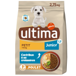Croquettes pour chien junior petit <10kg digestion facile poulet ultima - le sac de 2, 75kg Croquettes pour chien junior petit <10kg digestion facile poulet ultima - le sac de 2, 75kg