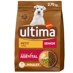 Croquettes pour chien sénior petit <10kg digestion facile poulet ultima - le sac de 2, 75kg Croquettes pour chien sénior petit <10kg digestion facile poulet ultima - le sac de 2, 75kg