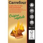 Cubes allume - feu bois compress x32 naturel (barbecue, chemine, pole) carrefour - le sachet de 32 ...