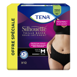 Culottes fuites urinaires taille m taille basse protection totale noir silhouette tena - le pack de 12 ...