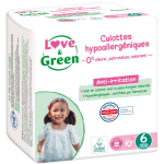 Culottes hypoallergéniques taille 6 love and green - le pack de 26 Culottes hypoallergéniques taille 6 love and green - le pack de 26