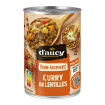 Curry de lentilles d'aucy - la boite de 400g