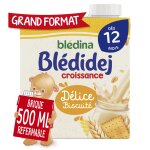 Crales bb ds 12 mois dlice biscuit croissance bledina - le pot de 500ml