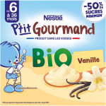 Dessert b�b� d�s 6 mois, vanille bio nestle - 4 pots de 90g