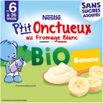 Dessert bb bio ds 6 mois, banane bio nestle - lot de 4 pots de 90g