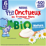 Dessert b�b� bio d�s 6 mois, nature au sucre de canne bio nestle - 4 pots de 90g