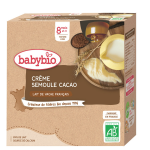 Desserts bb  boire ds 8 mois semoule cacao bio babybio - les 4 gourdes de 85g