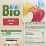 Compotes b�b� pommes d�s 6 mois bio carrefour baby - les 4 pots de 100g