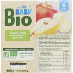 Compotes b�b� pomme poire d�s 6 mois bio carrefour baby - les 4 pots de 100g