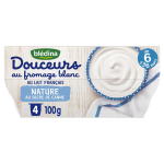 Dessert lact bb ds 6 mois fromage blanc nature sucr bledina - les 4 pots de 100g
