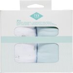 Drap housse bleu / blanc 1 coton 40x80 cm tex baby - le lot de 2 draps housse