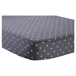 Drap housse gris 100% coton 90x190 cm etoiles tex home - le drap housse