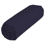 Drap housse marine 100% coton 160x200 cm uni satin tex home - le drap housse