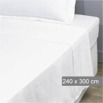 Drap plat blanc 100% coton 240x280 cm uni satin tex home - le drap plat Drap plat blanc 100% coton 240x280 cm uni satin tex home - le drap plat