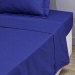 Drap plat bleu 100% coton 240x280 cm uni coton tex home - le drap plat