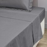 Drap plat taupe 100% coton 240x280 cm uni satin tex home - le drap plat
