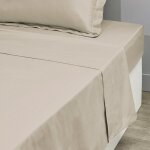 Drap plat beige 100% coton 180x280 cm uni coton tex basic - le drap plat