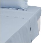Drap plat bleu 100% coton 180x281 cm uni coton tex home - le drap plat