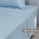 Drap plat bleu clair 100% coton 180x280 cm uni coton tex home - le drap plat
