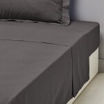 Drap plat gris 100% coton 180x280 cm uni coton satin tex home - le drap plat Drap plat gris 100% coton 180x280 cm uni coton satin tex home - le drap plat