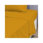 Drap plat jaune 100% coton 180x280 cm uni coton satin tex home - le drap plat