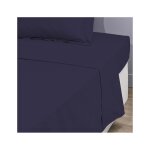 Drap plat marine 100% coton 180x280 cm uni satin tex home - le drap plat