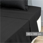 Drap plat noir 100% coton 180x280 cm uni coton tex home - le drap plat