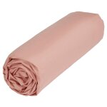 Drap plat rose clair 100% coton 180x280 cm uni satin tex home - le drap plat