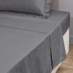 Drap plat taupe 100% coton 180x280 cm uni satin tex home - le drap plat