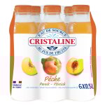 Eau plate aromatise jus de pche cristaline - le pack de 6 bouteilles de 50cl