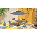 Ensemble de jardin table avec parasol intgr, 4 chaises pliantes, gris antalya - l'ensemble de jardin ...