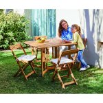 Ensemble terrasse pliant 1 table, 4 chaises bois acacia teint bali hyba - l'ensemble