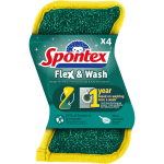 Eponge microfibre flex & wash spontex - le paquet de 4 �ponges