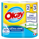 Essuie - tout blanc okay - le paquet de 2 rouleaux