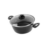 Faitout 24cm bleu acier Émaillé revêtement anti - adhésif induction + couvercle en verre zen carrefour ... Faitout 24cm bleu acier Émaillé revêtement anti - adhésif induction + couvercle en verre zen carrefour ...
