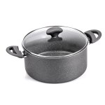 Faitout en aluminium et couvercle 24 cm effet pierre induction carrefour home - le fatout + couvercle ...