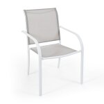Fauteuil de jardin acier blanc et textilène sable empilable tello hyba - l'unité Fauteuil de jardin acier blanc et textilène sable empilable tello hyba - l'unité