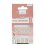 Faux ongles carrs courts french manucure glamour beaute - la boite de 24 pice