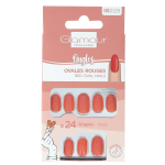 Faux ongles ovales rouge glamour beaute - le paquet de 24 pices