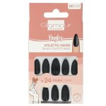Faux ongles stiletto noir glamour beaute - la boite de 24 pi�ces