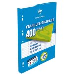 Feuilles simple blanches perfores - 400 pages - grands carreaux - 21x29, 7 cm clairefontaine - l'tui ...