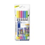 Feutres de coloriages double pointe x6 - 3, 0 mm et 0, 5 - 0, 8 mm couleurs fluos assorties staedtler ...