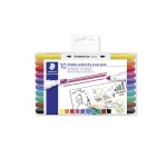 Feutres effaable  sec double pointe ogive et biseaute couleurs assorties staedtler - le set