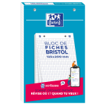 Fiche bristol 12, 5 cm x 20 cm perfore blanche - petite carreaux oxford - le bloc de 30 fiches