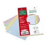 Fiche bristol 12, 5 cm x 20 cm perfore couleur - petits carreaux exacompta - le bloc de 100 fiches