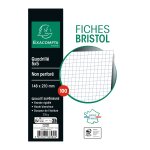 Fiche bristol 14, 8 cm x 21 cm non perfore blanche - petits carreaux exacompta - le bloc de 100 fiches ...