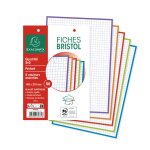 Fiche bristol 14, 8 cm x 21 cm perfore avec bords colors - petits carreaux exacompta - le bloc de 50 ...