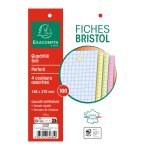 Fiche bristol 14, 8 cm x 21 cm perforée couleur - petits carreaux exacompta - le bloc de 100 fiches Fiche bristol 14, 8 cm x 21 cm perforée couleur - petits carreaux exacompta - le bloc de 100 fiches